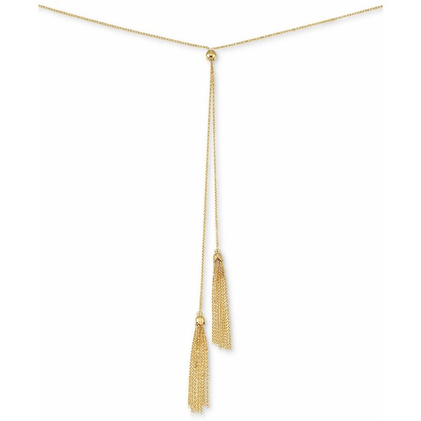 イタリアン ゴールド レディース ネックレス・チョーカー・ペンダントトップ アクセサリー Double Tassel Lariat Necklace in 14k Gold Y