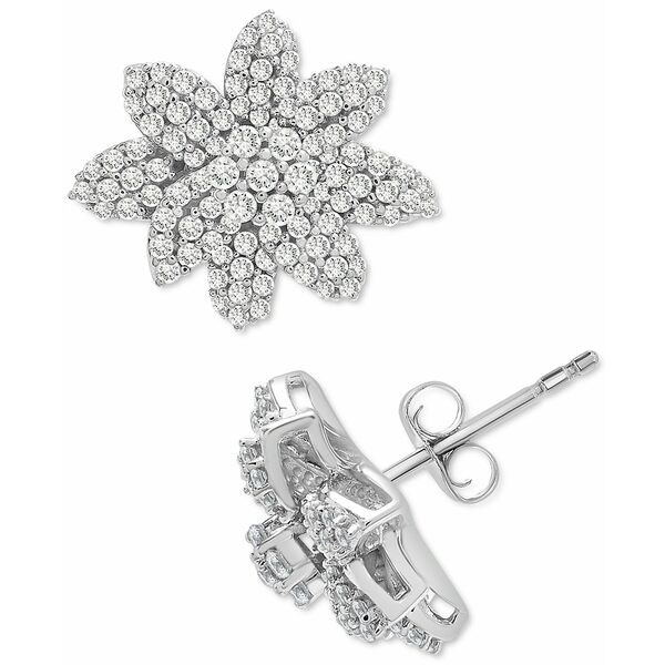 ラップド イン ラブ レディース ピアス＆イヤリング アクセサリー Diamond Flower Stud Earrings (1 ct. t.w.) in 14K White Gold, Creat