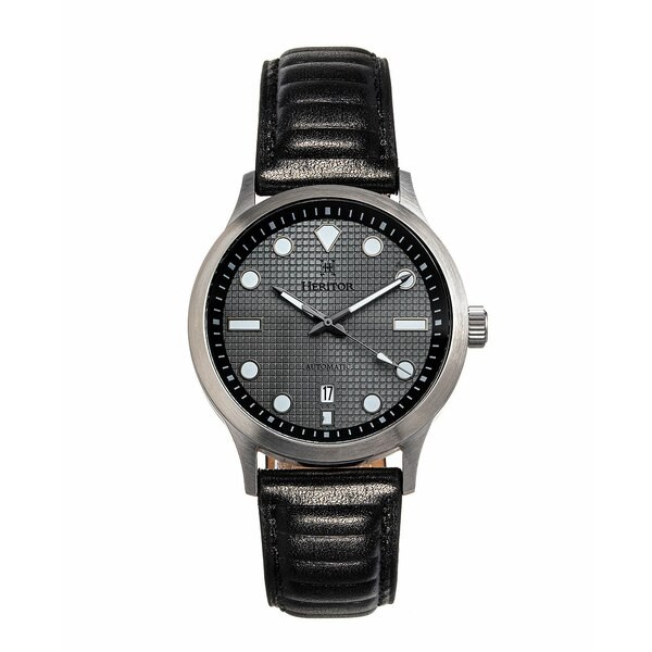 ヘリトール レディース 腕時計 アクセサリー Women's Automatic Bradford Black Genuine Leather Band Watch, 43mm Gray and Black