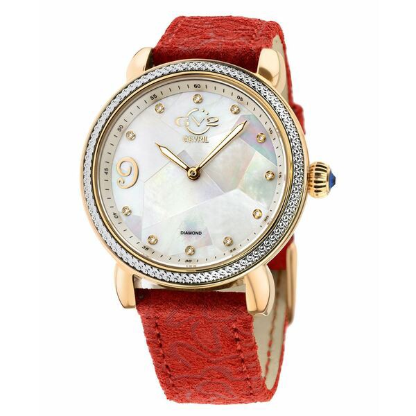 ジェビル レディース 腕時計 アクセサリー Women's Ravenna Floral Swiss Quartz Red Italian Leather Strap Watch 37mm Red