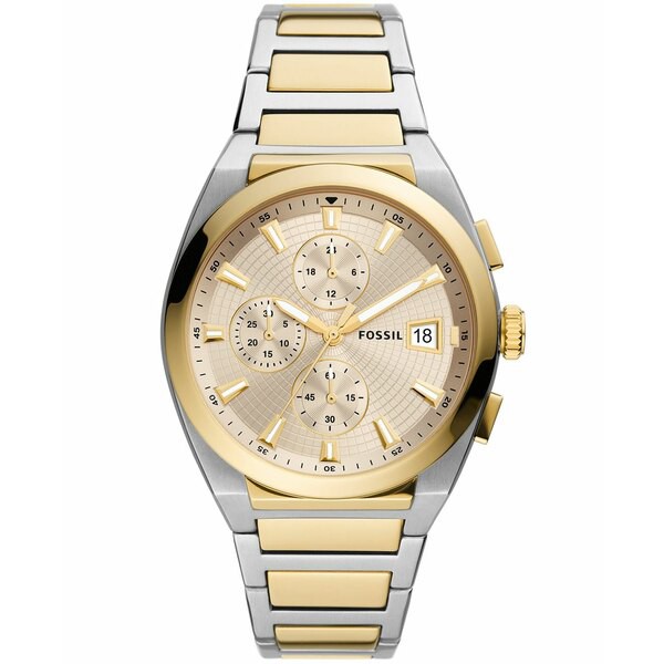 フォッシル メンズ 腕時計 アクセサリー Men's Everett chronograph movement, 2 tone stainless steel bracelet watch 42mm Two Tone