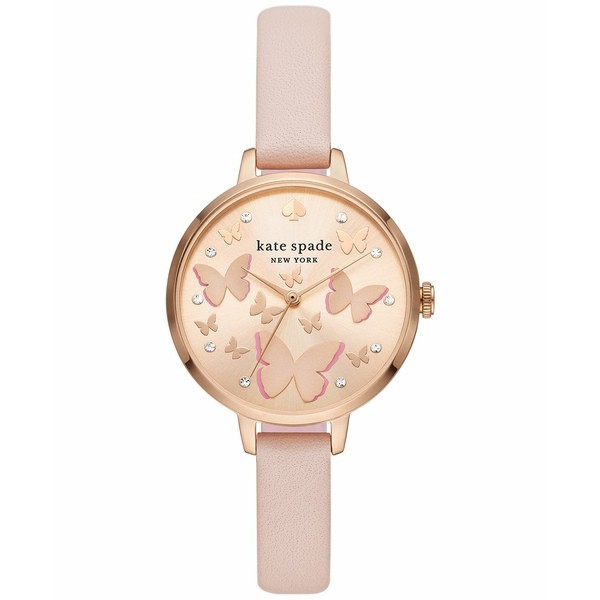 ケイト スペード レディース 腕時計 アクセサリー Women's Metro Pink Leather Strap Watch 34mm Pink