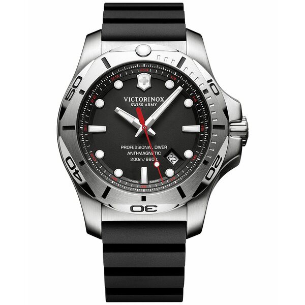 ビクトリノックス メンズ 腕時計 アクセサリー Men's Swiss I.N.O.X. Professional Diver Black Rubber Strap Watch 45mm 241733.1 Black