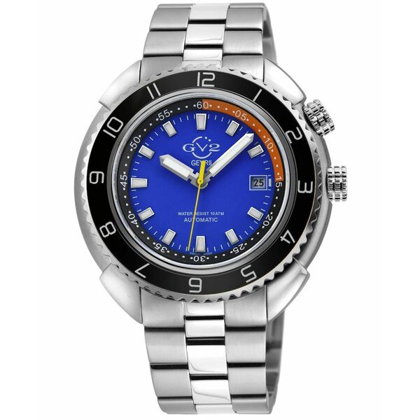 ジェビル メンズ 腕時計 アクセサリー GV2 Men's Squalo Silver-Tone Stainless Steel Swiss Automatic Bracelet Watch 46 mm Silver-Ton