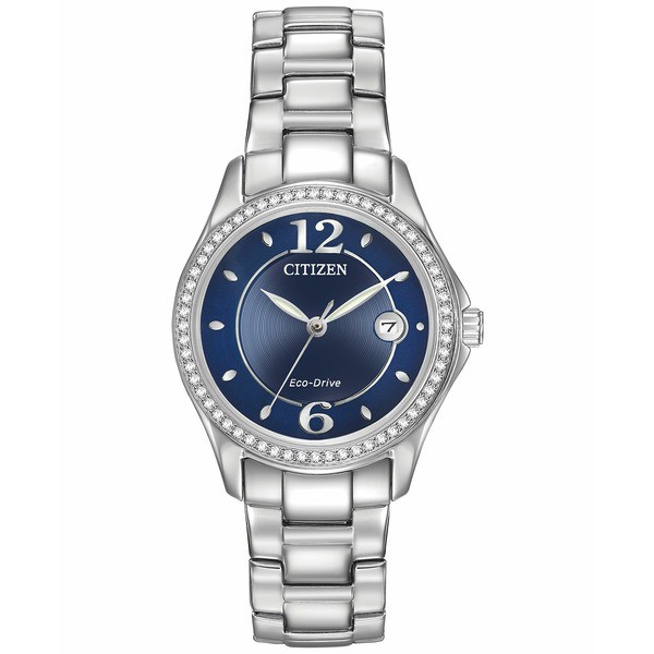 シチズン レディース 腕時計 アクセサリー Women's Eco-Drive Crystal-Accented Stainless Steel Bracelet Watch 29mm FE1140-86L No Col