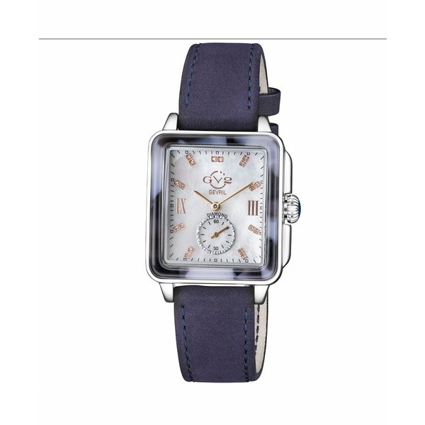 ジェビル レディース 腕時計 アクセサリー GV2 Women's Bari Tortoise Blue Leather Swiss Quartz Strap Watch 34 mm Silver-Tone