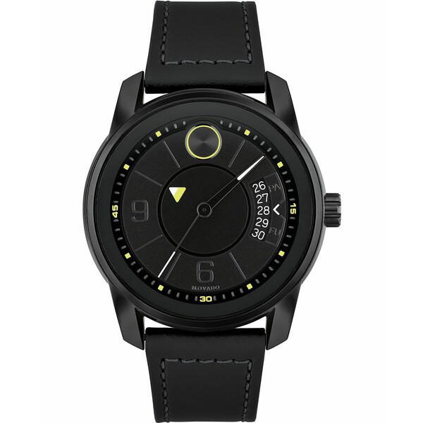 モバド メンズ 腕時計 アクセサリー Men's Swiss Bold Black Leather Strap Watch 42mm, Created for Macy's Black