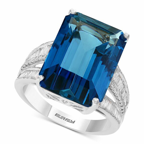 エフィー コレクション レディース リング アクセサリー EFFY® Blue Topaz (13-1/3 ct. t.w.) & Diamond (3/8 ct. t.w.) in 14k Whit