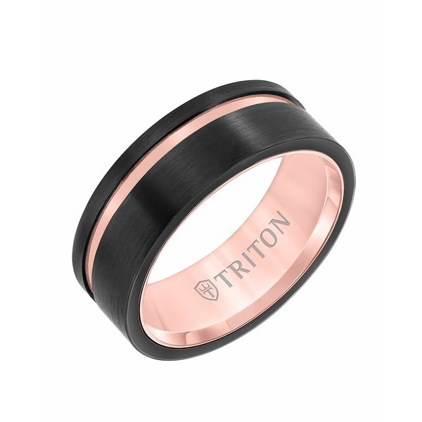 トライトン レディース リング アクセサリー 8MM Black & Rose Tungsten Carbide Ring with Asymmetrical Channel Blk and Rose