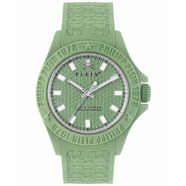 フィリッププレイン レディース 腕時計 アクセサリー Power Green Silicone Strap Watch 43mm Green