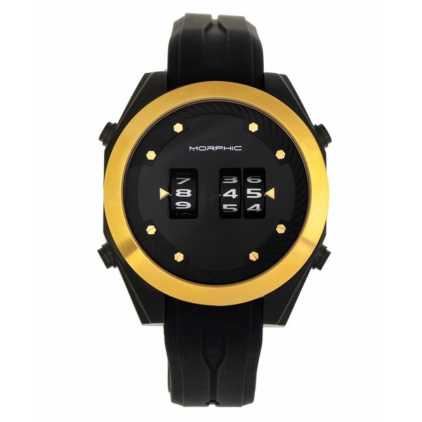 モルフィック レディース 腕時計 アクセサリー Women's M76 Series Drum-Roll Black Silicone Strap Watch, 46mm Black, Gold-tone