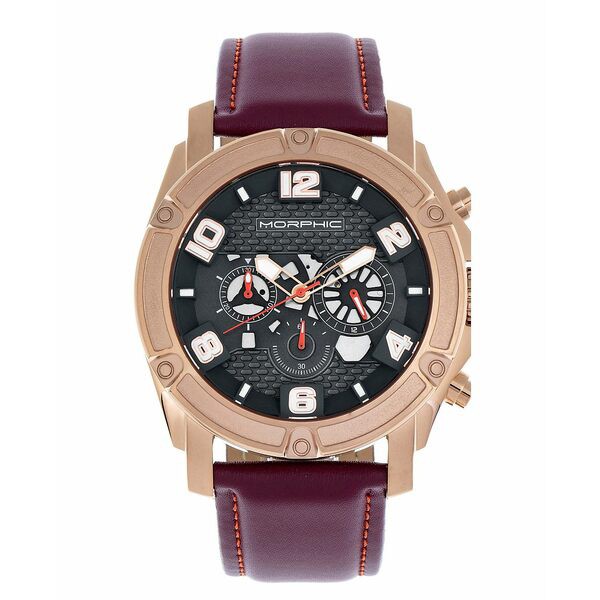 モルフィック レディース 腕時計 アクセサリー Women's M73 Series Brown or Black or Camel or Maroon Genuine Leather Band Chronograp