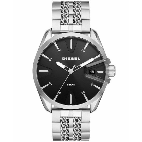 ディーゼル メンズ 腕時計 アクセサリー Men's Silver-Tone Stainless Steel Bracelet Watch, 44mm Silver-Tone