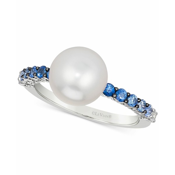 ルヴァン レディース リング アクセサリー Vanilla Pearl (9mm) & Multi-Sapphire (3/8 ct. t.w.) Ring in 14k White Gold White Gold