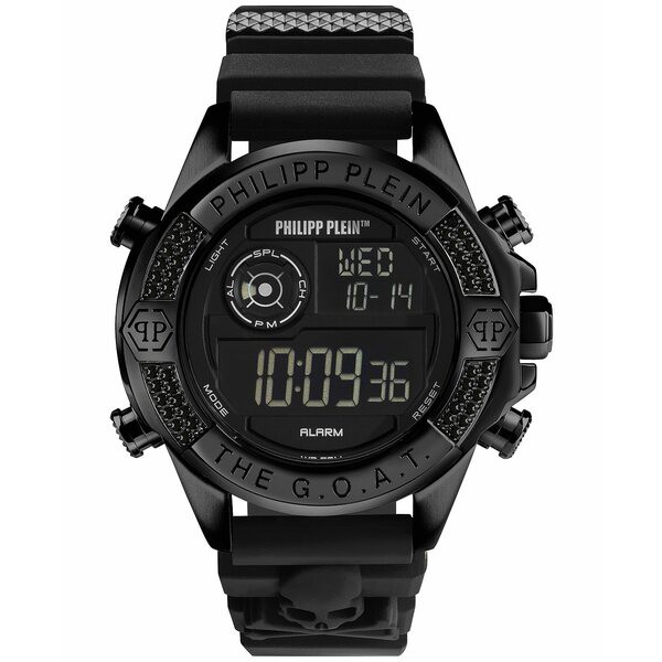 フィリッププレイン メンズ 腕時計 アクセサリー Men's Digital The G.O.A.T. Black Silicone Strap Watch 44mm Black