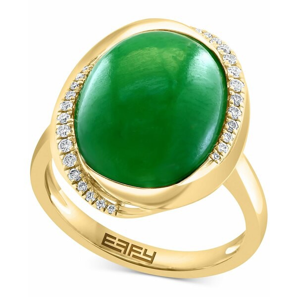 エフィー コレクション レディース リング アクセサリー EFFY® Jade & Diamond (1/8 ct. t.w.) Ring in 14k Gold 14K Yellow Gold