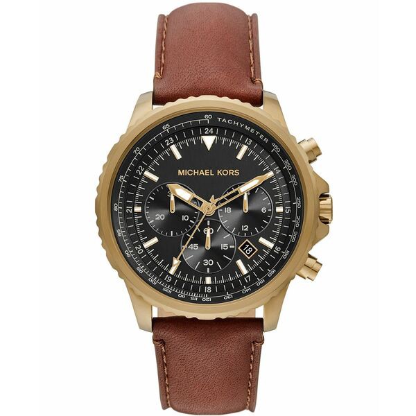 マイケルコース メンズ 腕時計 アクセサリー Men's Cortlandt Chocolate Leather Strap Watch 44mm Brown