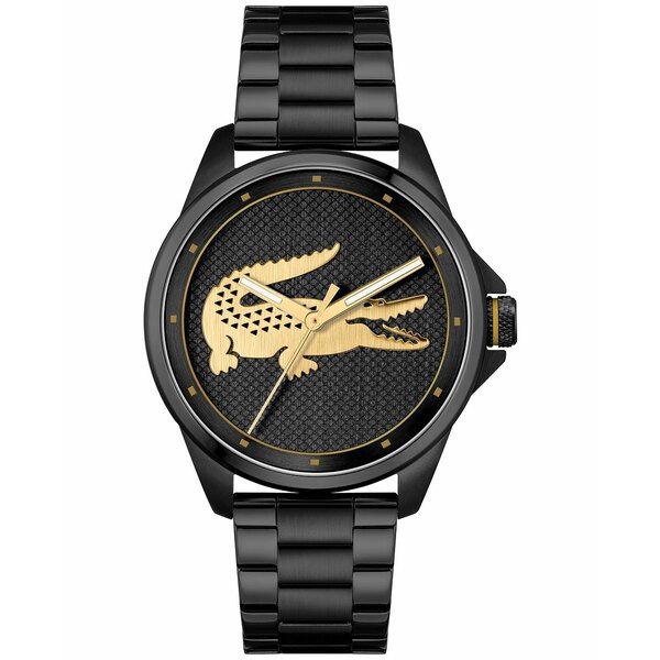 ラコステ メンズ 腕時計 アクセサリー Men's Le Croc Black-Tone Stainless Steel Bracelet Watch 42mm Black