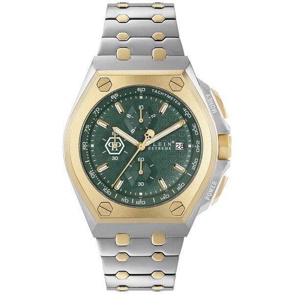 フィリッププレイン メンズ 腕時計 アクセサリー Men's Chronograph Plein Extreme Two Tone Stainless Steel Bracelet Watch 44mm Two T