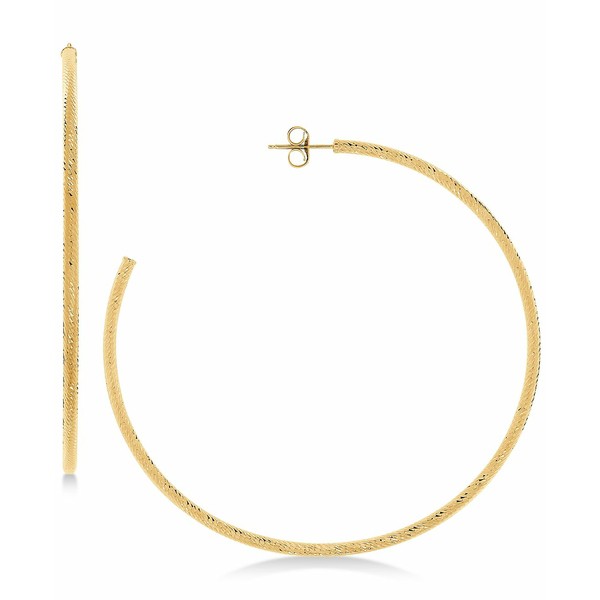 イタリアン ゴールド レディース ピアス＆イヤリング アクセサリー Textured Skinny Hoop Earrings in 14k Gold Yellow Gold