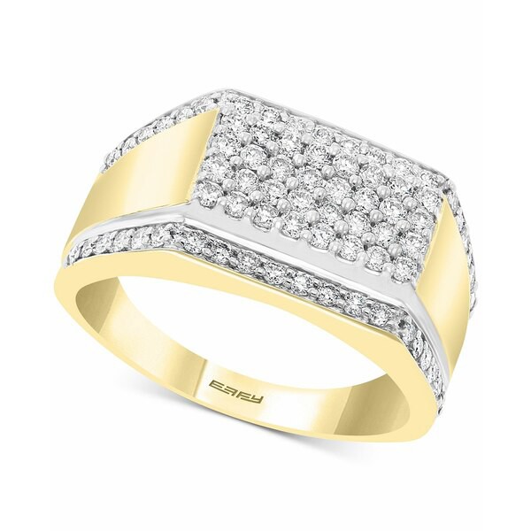 エフィー コレクション メンズ リング アクセサリー EFFY® Men's Diamond Cluster Ring (7/8 ct. t.w.) in 14k Gold & White Gold Ye