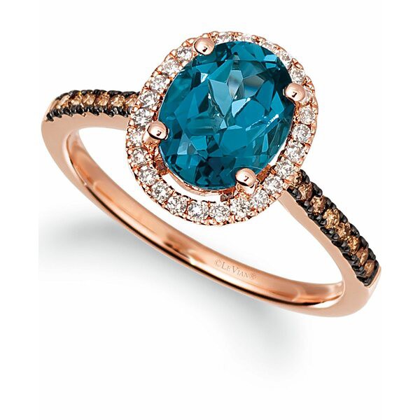 ルヴァン レディース リング アクセサリー Deep Sea Blue Topaz (2 ct. t.w.) & Diamond (1/4 ct. t.w) Ring in 14k Rose Gold or 14k Ye