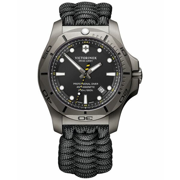 ビクトリノックス メンズ 腕時計 アクセサリー Men's Swiss I.N.O.X. Professional Diver Black Paracord Strap Watch 45mm Black