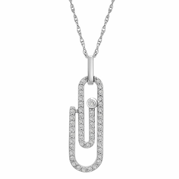 ラップド レディース ネックレス・チョーカー・ペンダントトップ アクセサリー Diamond Paperclip Pendant Necklace (1/3 ct. t.w.) in