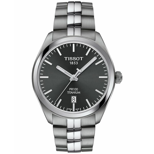 ティソット メンズ 腕時計 アクセサリー Men's Swiss PR100 Titanium Bracelet Watch 39mm Silver