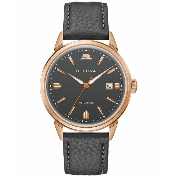 ブロバ メンズ 腕時計 アクセサリー Men's Frank Sinatra Summer Wind Automatic Gray Leather Strap Watch 40mm Gray