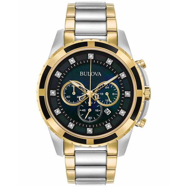 ブロバ メンズ 腕時計 アクセサリー Men's Chronograph Diamond Accent Two-Tone Stainless Steel Bracelet Watch 44mm 98D132 No Color