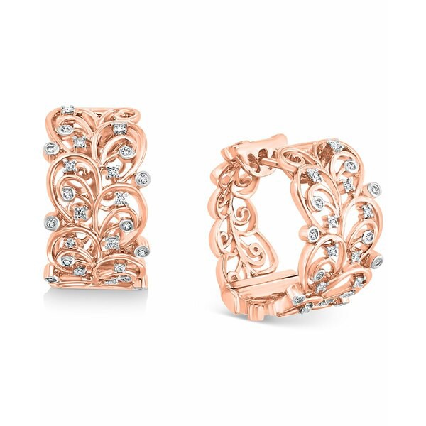 エフィー コレクション レディース ピアス＆イヤリング アクセサリー EFFY® Diamond Filigree Huggie Hoop Earrings (1/5 ct. t.w.)