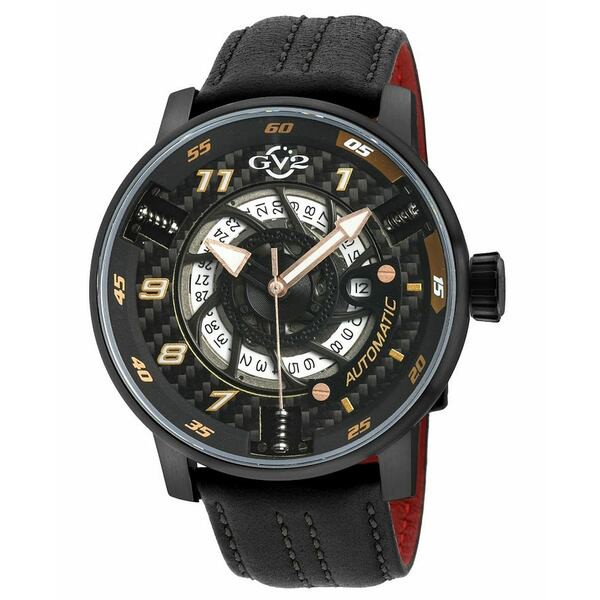 ジェビル メンズ 腕時計 アクセサリー Men's Motorcycle Swiss Automatic Black Italian Leather Strap Watch 48mm Black