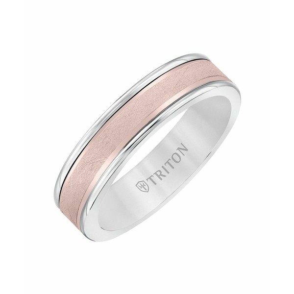 トライトン レディース リング アクセサリー 6MM White Tungsten Carbide Ring with 14K Rose Gold- Crystalline Insert Wht Tung C