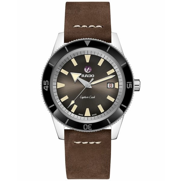 ラド メンズ 腕時計 アクセサリー Men's Swiss Automatic Captain Cook Traditional Brown Leather Strap Diver Watch 42mm Brown