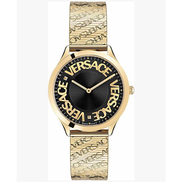 ヴェルサーチ レディース 腕時計 アクセサリー Women's Swiss Logo Halo Gold Ion Plated Stainless Steel Bracelet Watch 38mm Ip Yello