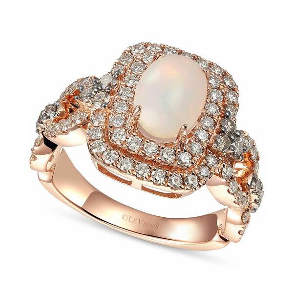 ルヴァン レディース リング アクセサリー Neopolitan Opal (5/8 ct. t.w.) & Diamond (7/8 ct. t.w.) Statement Ring in 14k Rose Gold