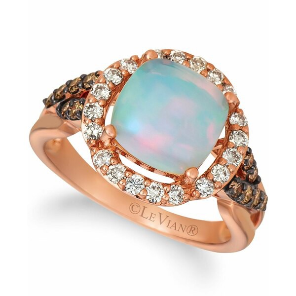 ルヴァン レディース リング アクセサリー Neopolitan Opal (1-3/4 ct. t.w.) & Diamond (1/2 ct. t.w.) Halo Ring in 14k Rose Gold Ros