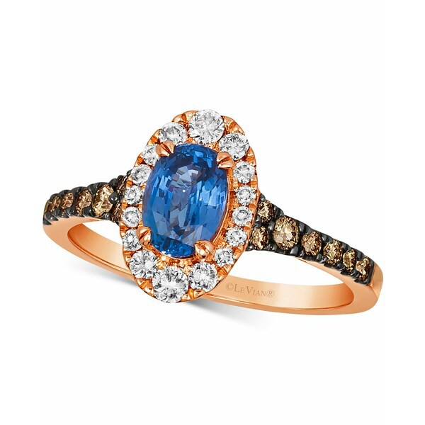 ルヴァン レディース リング アクセサリー Cornflower Ceylon Blue Sapphire (5/8 ct. t.w.) & Diamond (1/2 ct. t.w.) Oval Halo Ring i