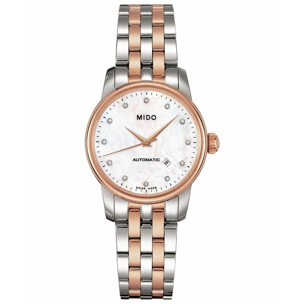 ミド レディース 腕時計 アクセサリー Women's Swiss Automatic Baroncelli Diamond-Accent Two-Tone Stainless Steel Bracelet Watch 29