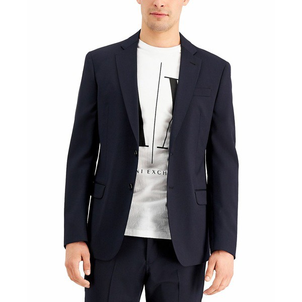 アルマーニ メンズ ジャケット＆ブルゾン アウター Armani Exchange Men's Slim-Fit Navy Solid Wool Suit Separate Jacket Navy