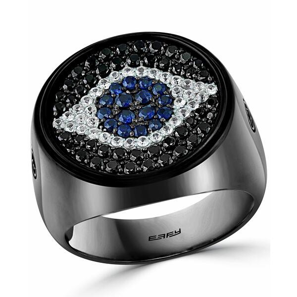 エフィー コレクション メンズ リング アクセサリー EFFY® Men's Sapphire (1-1/2 ct. t.w.) & Black Spinel Evil Eye Ring in Black