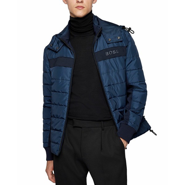 ヒューゴボス メンズ ジャケット＆ブルゾン アウター BOSS Men's Regular-Fit Water-Repellent Jacket Dark Blue