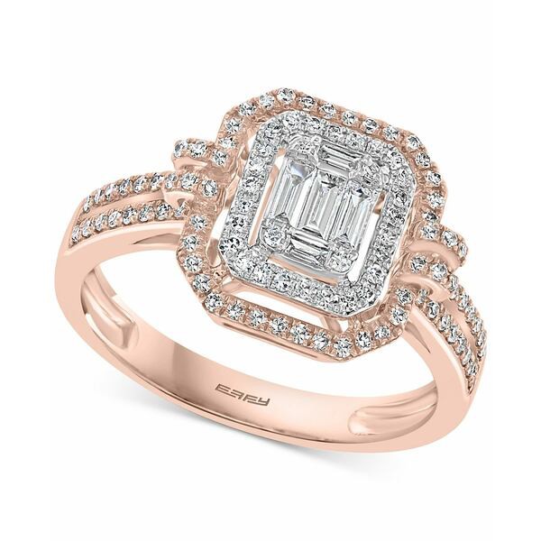 エフィー コレクション レディース リング アクセサリー EFFY® Diamond Baguette Halo Cluster Ring (3/8 ct. t.w.) in 14k Rose & W