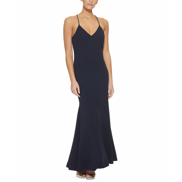 ダナ キャラン ニューヨーク レディース ワンピース トップス Women's V-Neck Mermaid Gown Spring Navy