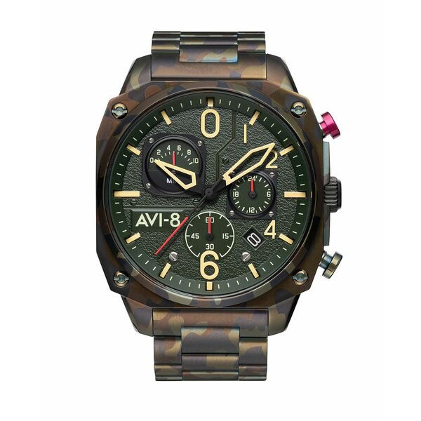 アヴィエイト メンズ 腕時計 アクセサリー Men's Hawker Hunter Retrograde Chronograph Ground Camo with Green-Tone Solid Stainless S