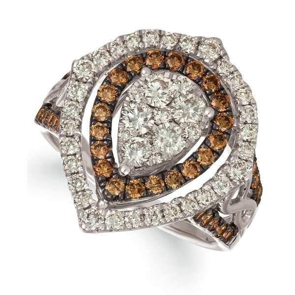 ルヴァン レディース リング アクセサリー Chocolate & Nude Diamond Cluster Halo Ring (1-9/10 ct. t.w.) in 14k Rose, Yellow or Whit