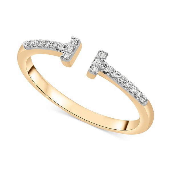 ラップド レディース リング アクセサリー Open Bar Cuff Ring (1/10 ct. t.w.) in 14k Gold, Created for Macy's Yellow Gold