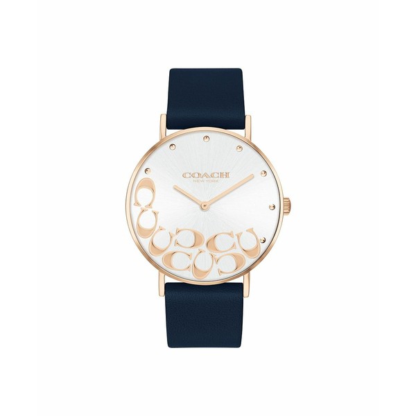 コーチ レディース 腕時計 アクセサリー Women's Perry Navy Leather Strap Watch, 36mm Navy