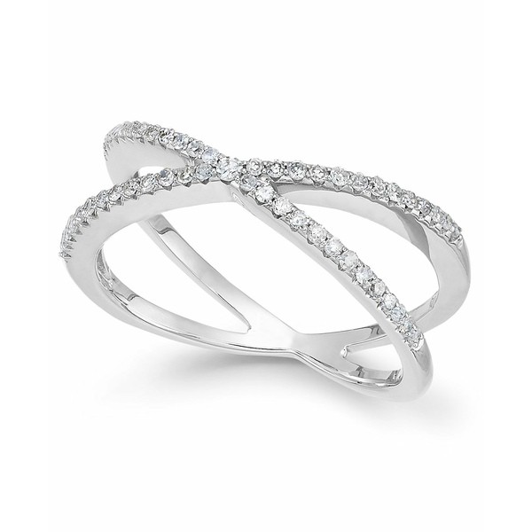 ラップド レディース リング アクセサリー Diamond Crossover Ring in 10k White or Yellow Gold (1/4 ct. t.w.), Created for Macy's W